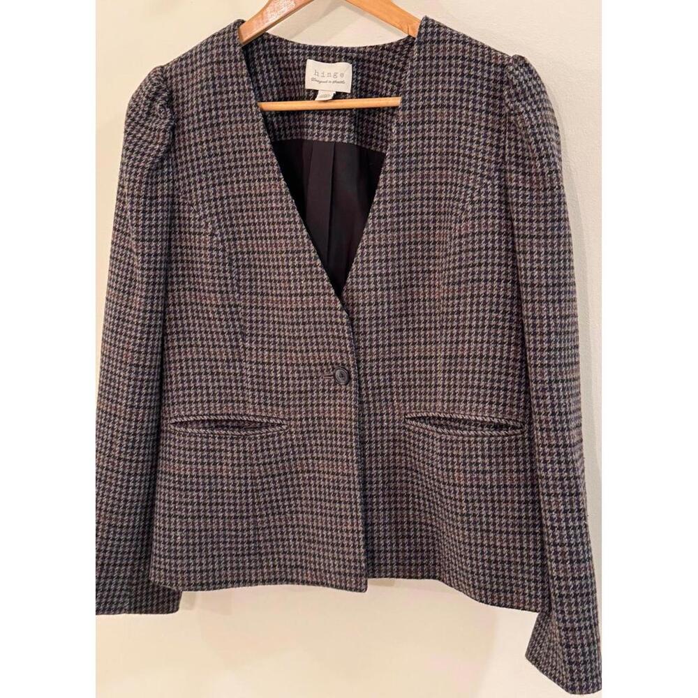 Hinge Women's Houndstooth Pattern Blazer, Size M - image 1